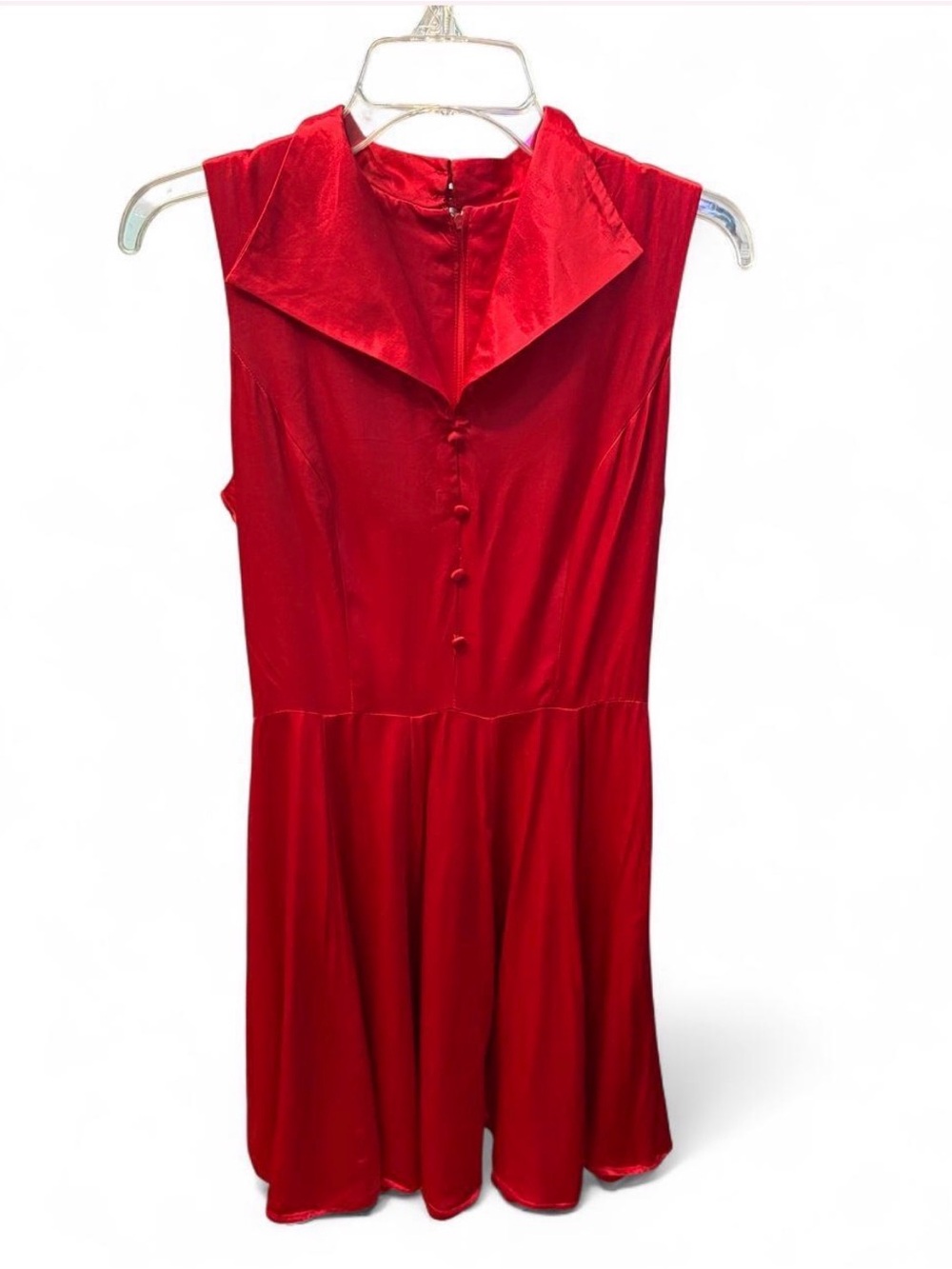 Just Choon Red Sleeveless‎ Midi Dress with Notch Collar